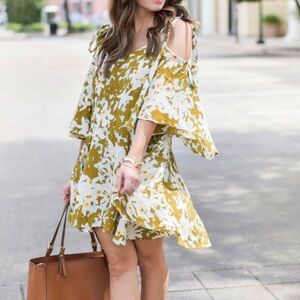 Free People One Medium Lucina Mini Floral Dress Bohemian Mustard R6